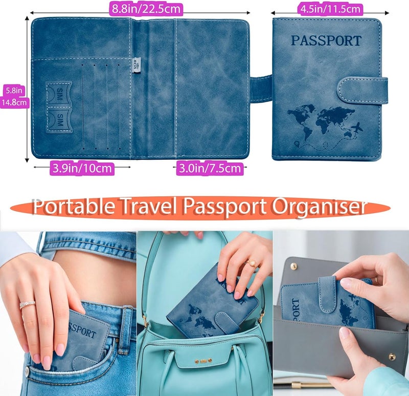 Sovirose Passport Holder for Travel Essentials, 2 Pack Rfid Passport Cover for Women Men - Image 3
